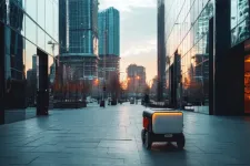 Illustration of a self-driving car in a city environment